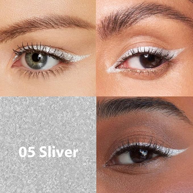 evpct 2Pcs Gold & Silver Color Gel Glitter Eyeliner Pencils Set for Women Waterline Waterproof Smudge Proof lapiz de ojos delineador de ojos contra el agua Eye Liner Makeup