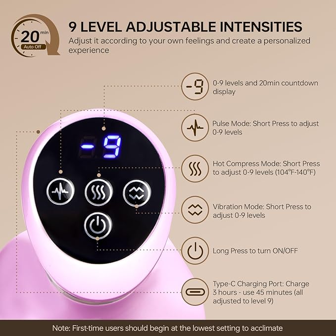 FUFADADE Lymphatic Drainage Massager,4-in-1 Electric Body Sculpting Brush,Helps Reduce Stretch Marks&Cellulite for Relaxation,Multi-Speed Anti Cellulite Massage Tool for Belly Legs Arms(Pink)