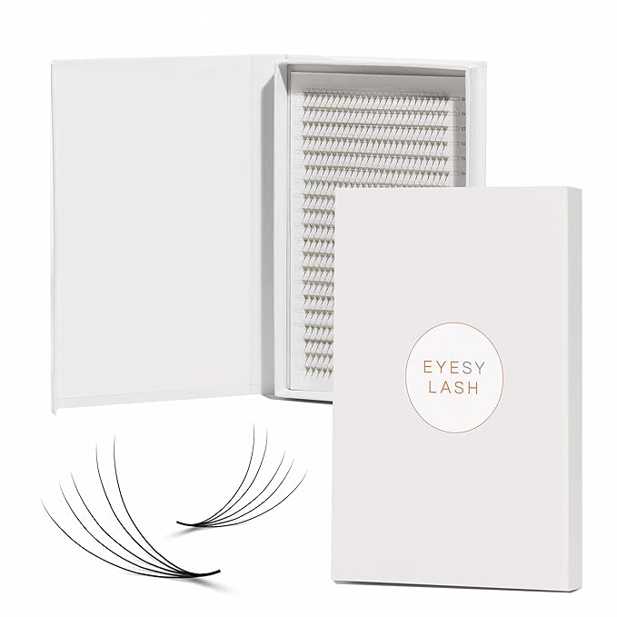 Eyesy Lash 600 Easy Promade Fans - 5D 0.07 Curl D Mixed Lengths 8-16mm - Ultra Speed 20 Lines Eyelash Trays Volume Premade Lash Fans Handmade Pre Made Eyelash Extensions Fluffy Soft Pointy Base
