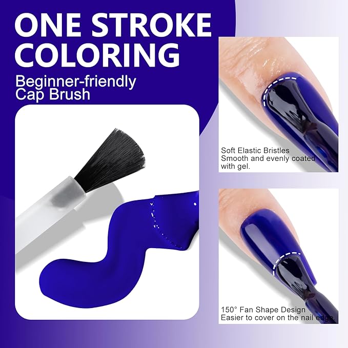 NXJ INFILILA Blue Gel Nail Polish, One-Stroke Coloring Navy Blue UV LED Gel Polish 15ml 0.51oz, Hema Free Dark Color for Nail Art Manicure DIY for Women Girls SQ216