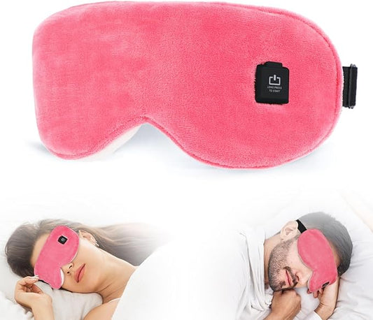 Heated Eye Mask for Dry Eyes, Stye Relief and Improved Sleep - Cordless Rechargeable Warm Compress with Graphene Heating, 3 Temp Settings, Auto Shut-Off, Washable Sleep Mask for Travel
