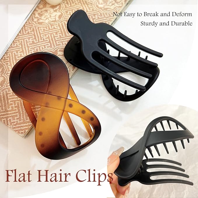 2 Pcs Flat Hair Clips French Concord Banana Clips for Thick Thin Hair - Strong Grip No Slip Claw Clips for Women