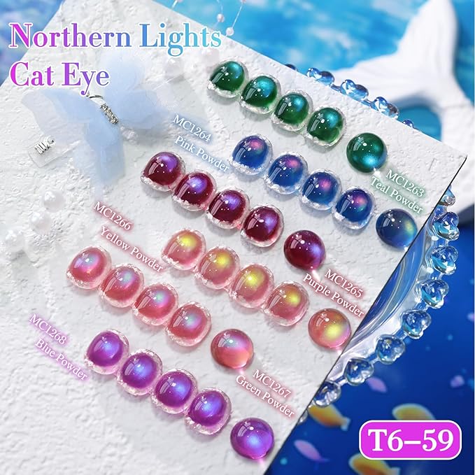 Double Rhythm Jelly Glass Cat Eye Gel Polish with Magnet 15ML Holographic Glitter Shimmer Translucent Sheer Color Magnetic Nail Polish Salon DIY at Home (Navy Blue-MC1264)