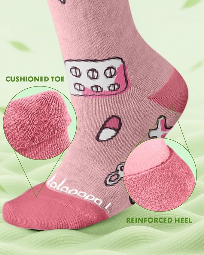Lalapapa Bamboo Viscose Compression Socks for Women Men 2 Pairs 15-20mmHg Knee High Compression Socks Travel Nurse