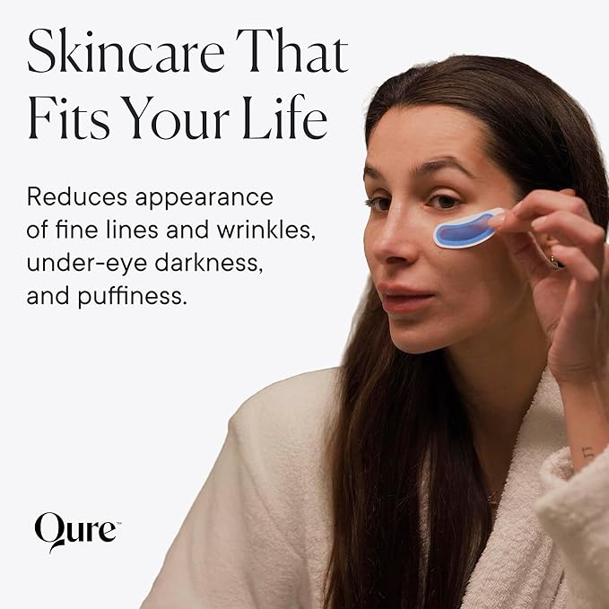Qure Micro-Infusion Anti Wrinkle Patches for Smile Line, Frown lines, Under Eye Bags, Puffiness, Crow's Feet - Retinol, Caffeine, Peptides - Dissolvable for Overnight Use - 8 Pairs