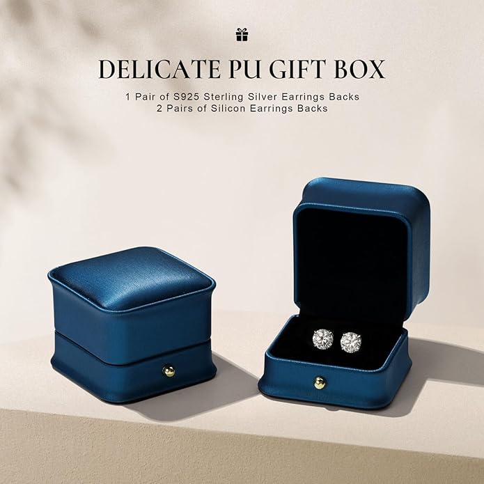 SMILEST 0.2-4ct Moissanite Screw Back Earrings, D Color VVS1 Clarity Lab Created Moissanite 14K White Yellow Rose Gold Ruthenium Vermeil 925 Sterling Silver Moissanite Earrings for Women Men Jewelry Gifts