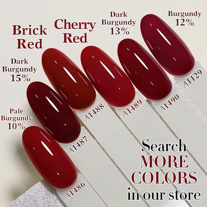 Double Rhythm Gel Polish 15ML Jelly Sheer Pastel Light Milky Color Pearl White Bottle 1 PC 0.5 OZ Full Size Nail Art Salon at Home (Cherry Red-D1489)