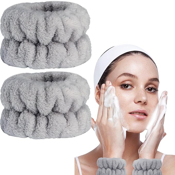 Taocar 2pcs Wrist Bands for Washing Face, Microfiber Face Washing Wristbands, Arm Wrist Towels, Spa Face Wash Wristbands, Stretchy Absorbent Wash Band for Woman Children