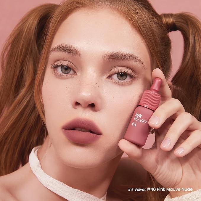 Peripera Ink the Velvet Lip Tint - High Pigment Color, Longwear, Weightless, Gluten-Free, Paraben-Free (046 PINK MAUVE NUDE)