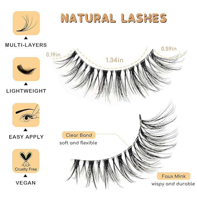 APCYUST Eyelashes Cat Eye Strip Lashes Natural Look Short False Cateye Lash 14 Pairs Clear Band Fake Mink Eyelash Fluffy Pestañas Postizas Naturales
