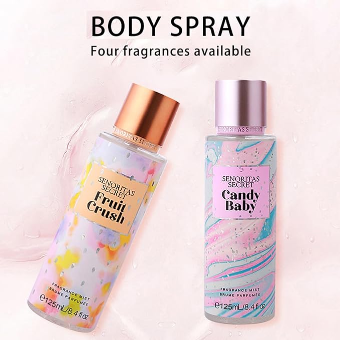 AYKHDS Perfume for Women, 4 Piece Body Mist Set with Fruity Scents, Long-Lasting Fragrance Spray for Skin & Hair, Travel Size Gift for Teen Girls