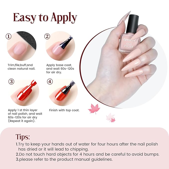 OpenLive 12 PCS Nail Polish Kit With 10 Colors As 2 PCS BASE And TOP Coat Green Blue Red Pink Collection Gifts for Women.