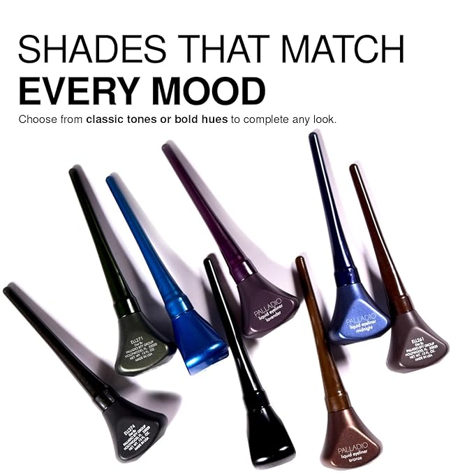 Palladio Liquid Eyeliner, Highly Pigmented and Waterproof Eyeliner, For Intense Eye Definition, Smear-proof Eyeliner Liquid, Includes Easy Grip Wand and Felt Tip Eyeliner Applicator, Aquamarine