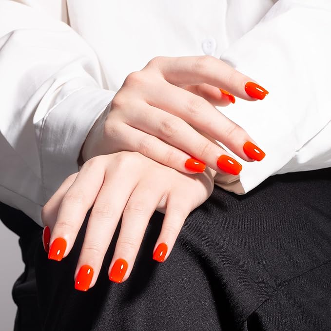 MAYCHAO 15ML Gel Nail Polish 1Pc Gel Polish Soak Off UV LED Nail Polish Nail Art Starter Manicure Salon DIY at Home, 0.5 OZ Neon Orange