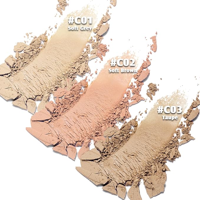 Cream Contour Powder Palette Kit with Brush & Mirror, Matte Bronzer Cool Toned Contour Powder Palette for Face Sculpting Makeup (#C01 Soft Grey)