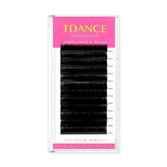 TDANCE Lash Extension Matte Black Eyelash Extension C CC D DD J B L Curl Volume & Classic Lash Extensions 0.03-0.18mm Thickness Professional Salon Use(0.05-DD,14-19 mm)