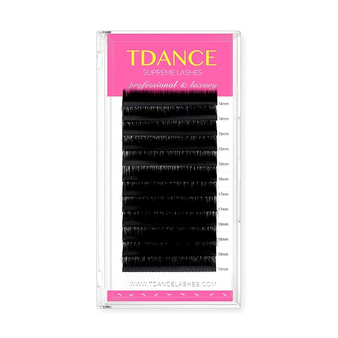 TDANCE Lash Extension Matte Black Eyelash Extension C CC D DD J B L Curl Volume & Classic Lash Extensions 0.03-0.18mm Thickness Professional Salon Use(0.07-DD,14-19 mm)