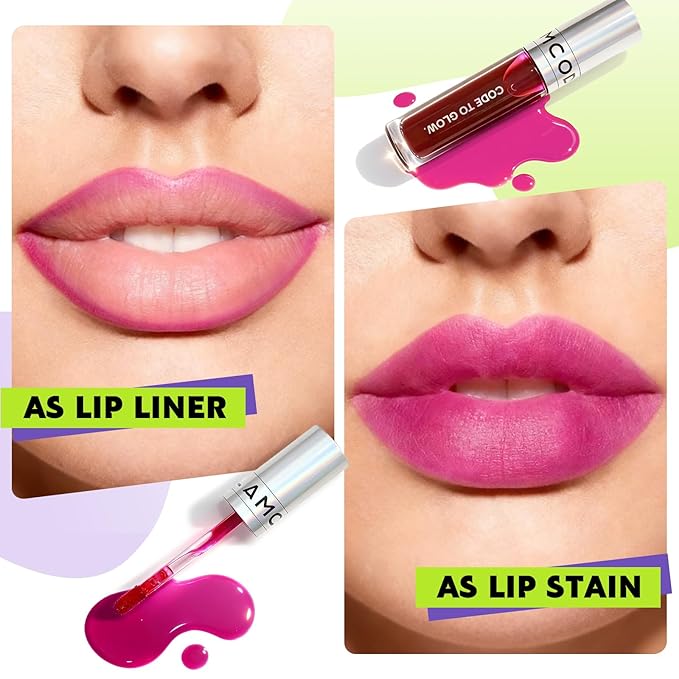 Glam Code Lip Stain Wipe-Off Lip Tint Waterproof Non-stick to Cup Transfer-Resistant, Smudge-Proof Easy Wipe Finish, High Pigment | All-Day Vibrant Kiss-Proof Lip Stain - 01# Rose Purple