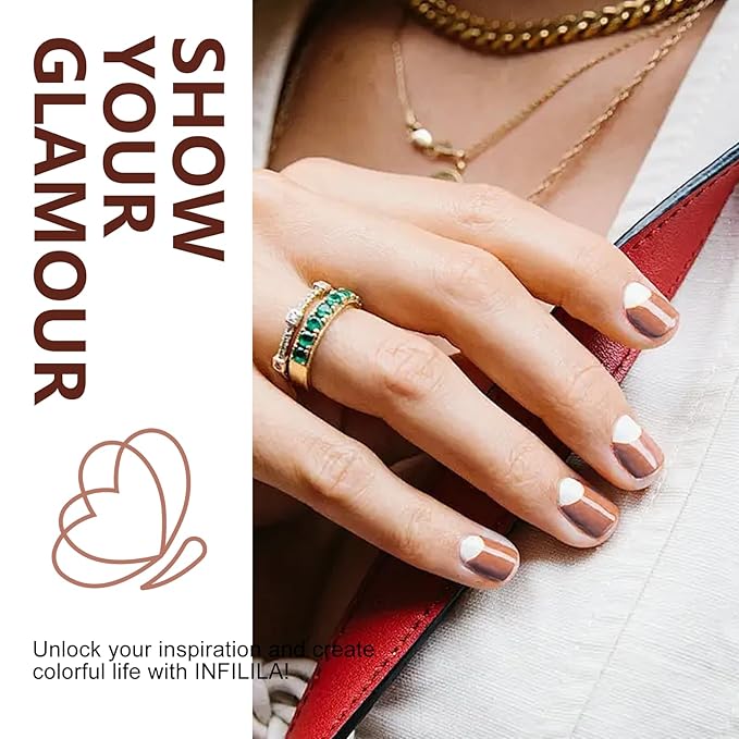 NXJ INFILILA Brown Gel Nail Polish, 15ml 0.51oz Chocolate Brown Gel Polish One-Stroke Coloring, Hema Free Dark Color High Gloss Soak Off UV Nail Manicure DIY for Women Girls SQ103