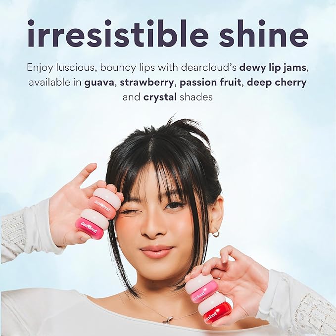 dearcloud Dewy Lip Jam – Hydrating Lip Balm & Gloss with Vitamin E, Korean Skincare (Pink Lychee)