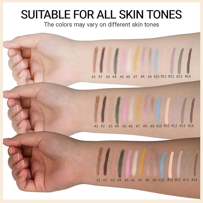 Erinde Waterproof Cream Eyeshadow Stick, Light Beige Nude Matte Eye Shadow Sticks, Creamy Eye Brightener Pencil Crayon, Buildable Blendable Long-Lasting Eye Shadow Stick, Vegan & Cruelty-Free, 11