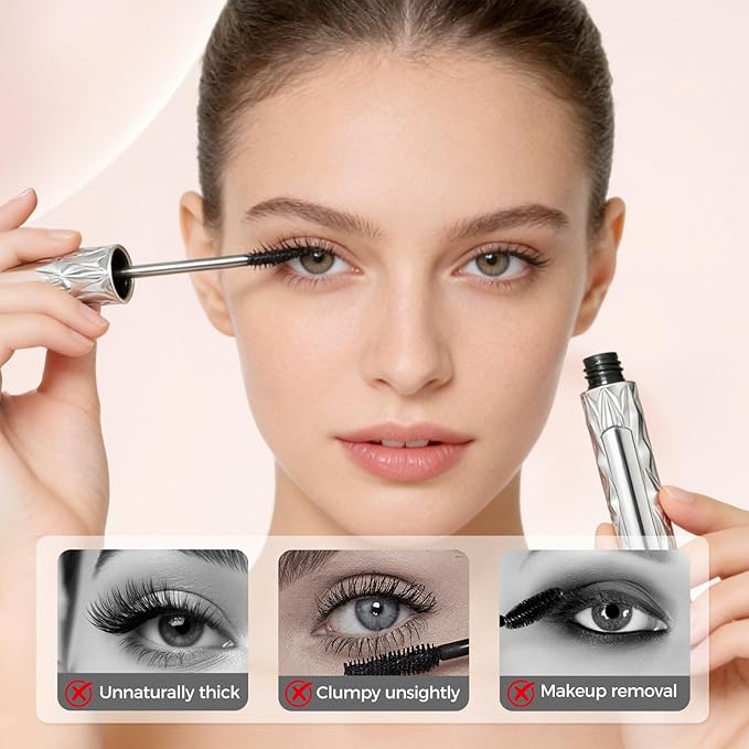 Eyelash Primer, Tubular Eyelash Primer, 2026 New Steel Tube Mascara Primers, Volumizing Mascara for Daily Makeup, Metal Wand Mascara Black for Women(2)
