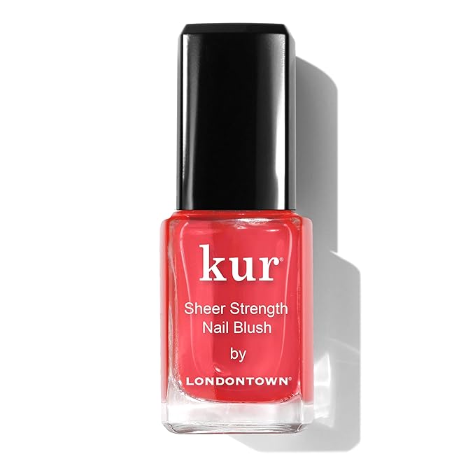 LONDONTOWN Sheer Strength Nail Blush - 2-in-1 Tinted Nail Hardener Strengthening Treatment With Jelly Finish, Poppy, 0.40fl oz