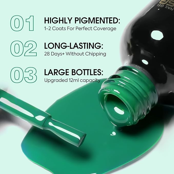 VENALISA Green Gel Nail Polish 1 Pcs 12ml Leaves Green Color Gel Polish Soak Off UV Salon Manicure DIY at Home Nail Art For Girls Women