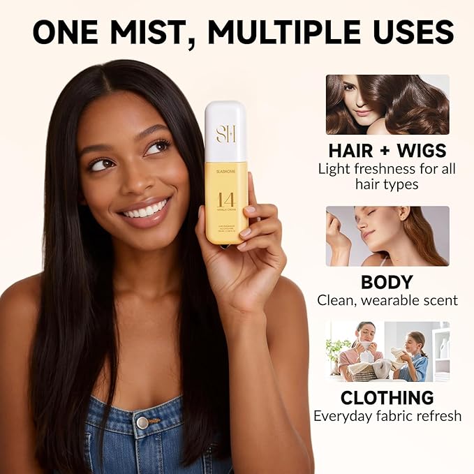 slashome Hair Perfume for Women, Alcohol-Free Vanilla Cream Hair & Body Mist, Lightweight Long-Lasting Fragrance for Hair, Wigs, Body & Fabric, Birthday & Valentine’s Day Gift, 100ml / 3.38 fl oz