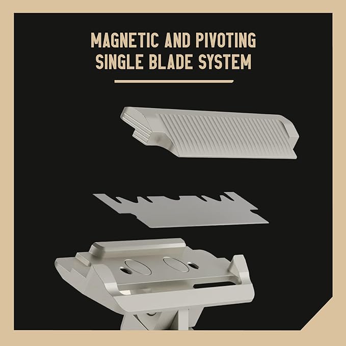 Proof Benchmark Single Blade Razor CNC Machined Aluminum Metal - Made in USA - Pivoting Head for a Smooth & Comfortable Shave - Easy Blade Replacement - Durable Design with Grooved Cap & Leather Case