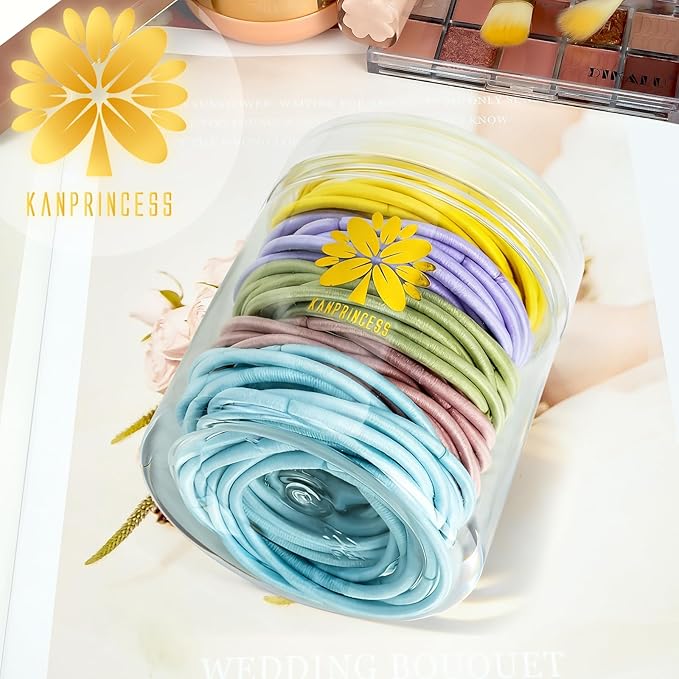 100Pcs Multi-Color Hair Ties For Thick And Curly Hair, Elastic Hair Ties For Women, Men And Girls, No Damage Ponytail Holder Hair Bands(Set6)