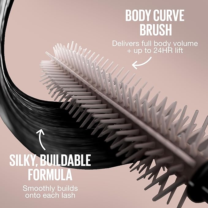 Maybelline Lash Sensational Body Waterproof Mascara, Volume and Length Formula for 24HR Lash Lift, Smudge and Clump-Resistant, Very Black