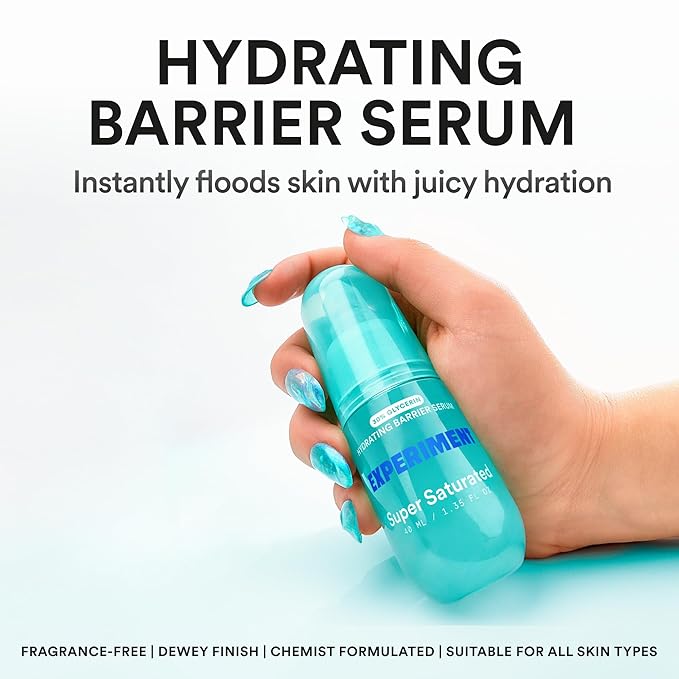 Experiment Super Saturated Ultra Hydrating Barrier Serum - 30% Glycerin, Polyglutamic Acid + Prickly Pear for Intensive Moisture, Plump + Dewy Skin, 1.35 FL OZ - Hydrating Serum for All Skin Types