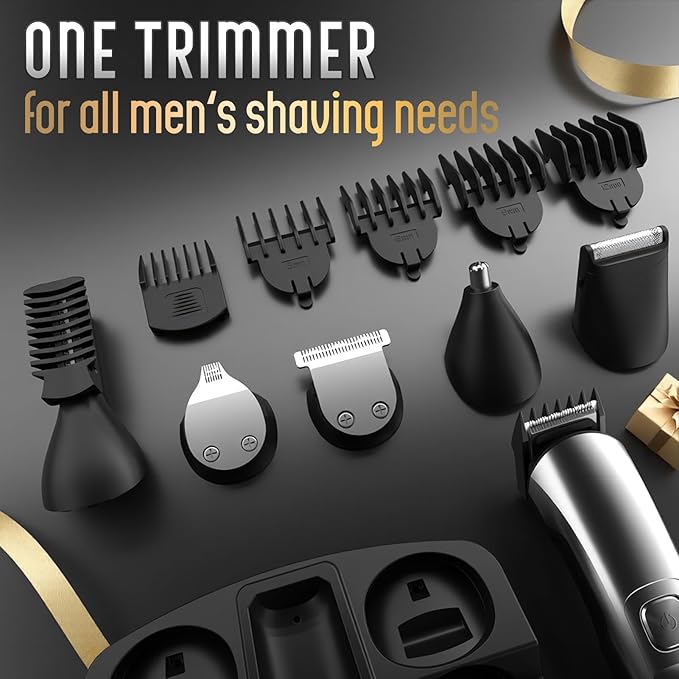 Ufree Beard Trimmer for Men, Waterproof Electric Razor for Nose, Body, Face & Mustache, Cordless Hair Clippers Shavers Grooming Kit, Gifts for Men Husband Father
