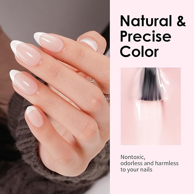 Canvalite French Tip Press On Nails, 30Pcs Short Almond Press on Nails Reusable Acrylic Fake Nails with Glue & Glue Remover Easy to Use Manicure Kit for Women, White