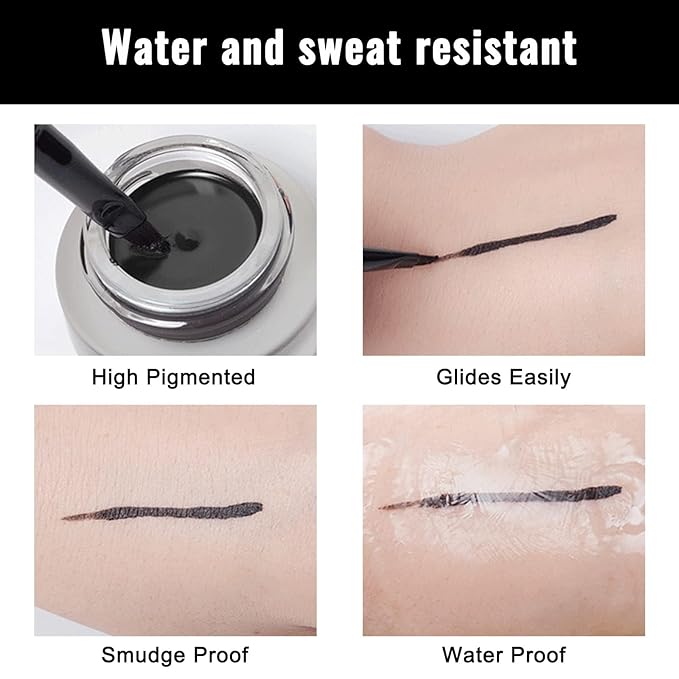 Erinde Rose Mauve Gel Eyeliner, Waterproof Long Lasting Cream Eyeliner Gel Pot, High-Intensity Pigments Smudge-Proof Eye Liner Makeup, Water-Resistant Eye Liner with 2PCS Brushes, 07