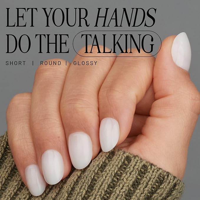 Lilac St - Press on Nails, Pillow Talk (30 Nails, 15 Sizes) - Short, Round, Glossy, Opaque - Brush-On Nail Glue, Nail File, Cuticle Stick, Prep Pad - Cruelty Free, Vegan, Women Founded