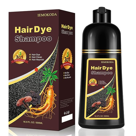 Burgundy Hair Dye Shampoo 3-IN-1,Gray Hair Coverage for Women & Men, Instant & Long-lasting Hair Color in Minutes, Pure Plant Extract Color Shampoo Hair Dye Kit for All Hair Types(Wine Red)