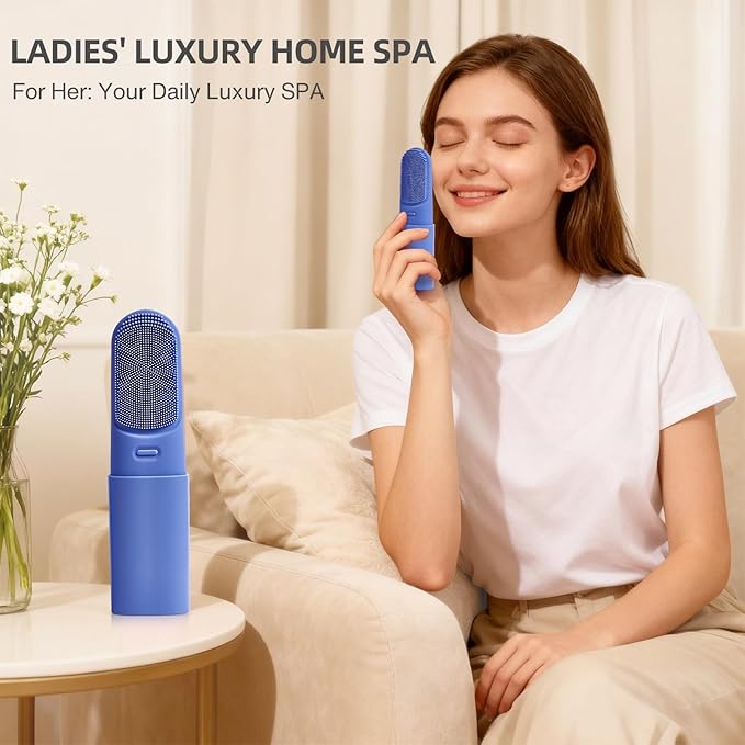 Face Scrubber with Heated,3 Modes Waterproof Rechargeable Portable Travel Size Makeup Remover Cleansing, Exfoliating and Massaging face wash Brush for Women & Men(Deep Ocean Key Blue)