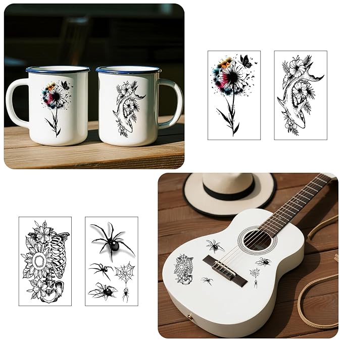 Flowers Temporary Tattoos Adult,92 Sheets Body Art Fake Tattoos Stickers,Rose Tattoos Temporary Realistic for Women Waterproof Long-Lasting