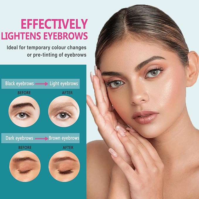Eyebrow Bleach, Brow Bleach Kit, Eyebrow Color Lightening Cream for Women, Long Lasting Brow Bleaching Cream Kit for Lightening Dark Brow Colors, Quick & Easy Works for All Brow Types, 5 Applications