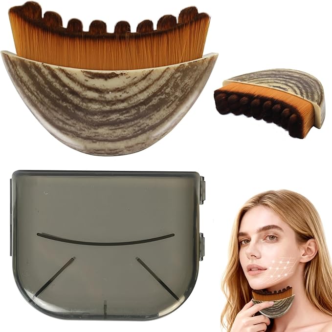 Lymphatic Contour Face Brush - Facial Sculpting & Anti-Puffiness Tool | Ultra Soft Dry Brush for Jawline Massage & Lymphatic Drainage | Ergonomic Design (1pc)