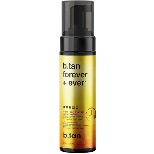 b.tan Ultra Long Lasting Self Tanner Mousse | Forever & Ever - Lasts Up to 11 Days, Fast, 1 Hour Express Sunless Tanning Foam, No Fake Tan Smell, Dark Bronze Glow, Vegan, Cruelty Free, 6.7 Fl Oz