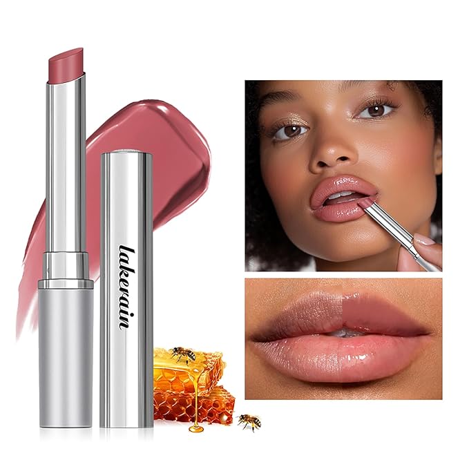 Honey Lipstick Tinted Lip Balm - Sheer Hydrating Lipstick for All Skin Tones - Moisturizing Lip Color, Nourishing Lip Balm with a Hint of Natural Black Cherry Tint (Nude & Pink)