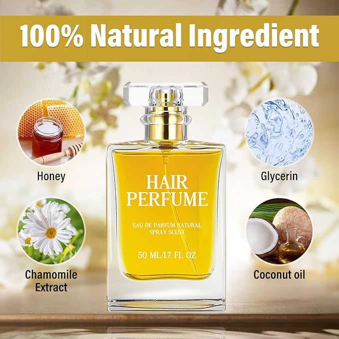 Hajoyful Hair Perfume, Hair Essential Oils Perfume for Women, Pheromone Fragrance for Dry Damaged Hair, Hair Mist with Anti Frizz Nourishing, Premium and Long-lasting Scent(1.7 Fl Oz)