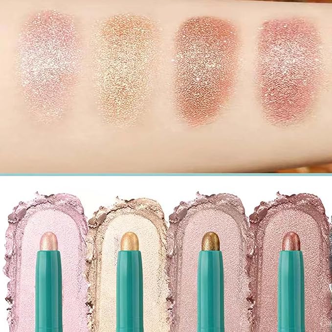 Eyeshadow Stick，eyeshadow pencil，Creamy Twist Up Pencil for Sensitive Eyes, Vegan & Non Toxic | Crease Proof, Long Lasting Makeup (Travel Size, Matte/Shimmer) Champagne Shimmer # 02