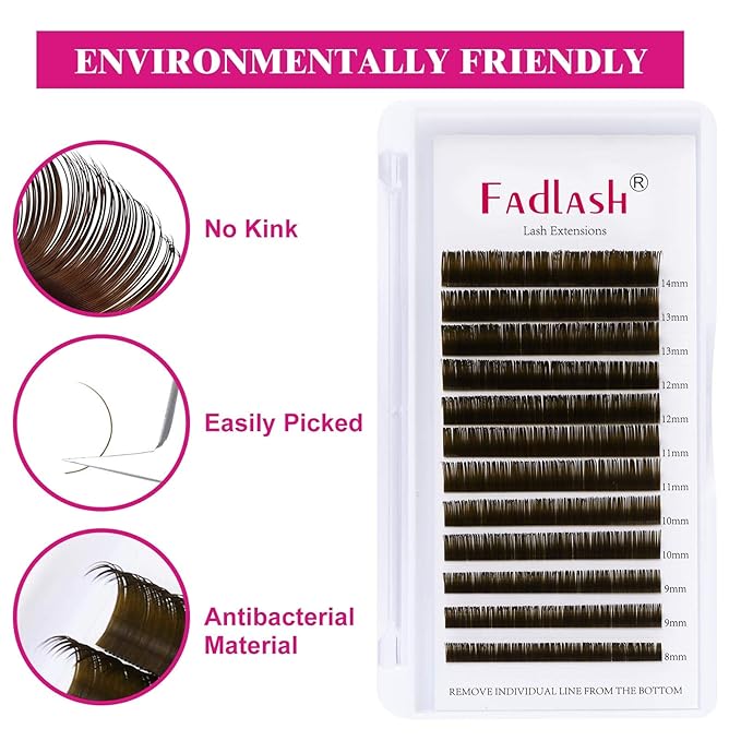 Eyelash Extensions D Curl Individual Lashes 0.15 Mixed Tray 8-14mm Brown Lash Extensions Supplies Classic Eyelashes Professional Salon Use (0.15-D, 8-14mm Mix)
