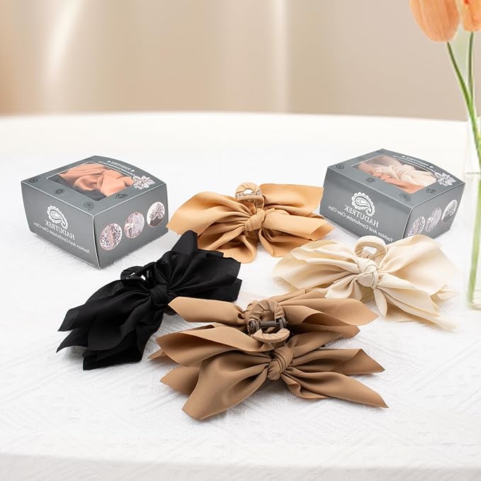 Bow Claw Hair Clips 4PCS Big Hair Bows for Women Butterfly Styling Large Hair Clips for Thin Thick Curly Hair Hair Accessories for Girls Teen Gifts for Valentine's Day