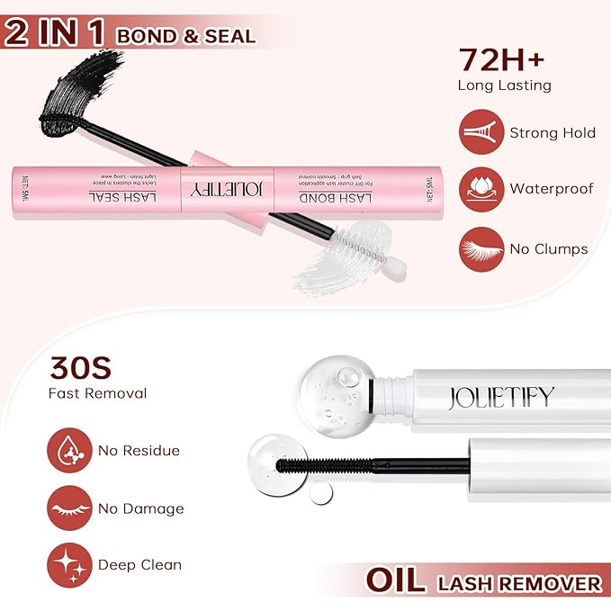 JOLIETIFY Lash Extension Kit, Manga Style Faux Mink 8–16mm Cluster Lashes, Lightweight Spiky Look, Soft & Fluffy, Waterproof Bond & Seal, Reusable Individual Lashes with Tweezers & Remover,DIY at Home