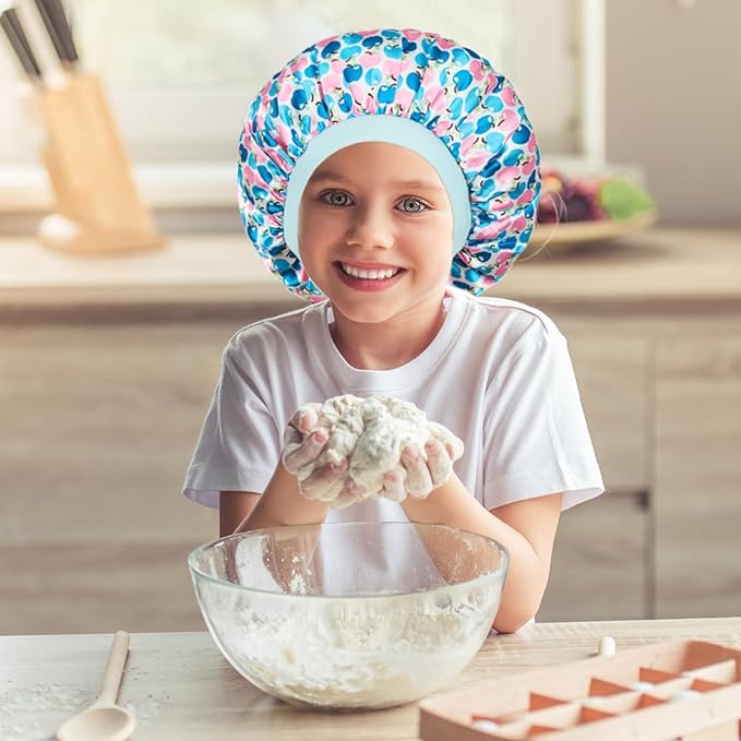 3 Pcs Bonnet for Kids, Kids Bonnets for Girls, Satin Silk Hair Bonnet for Sleeping, Soft Wide Band Sleep Cap for Curly Hair Braids for Teens Child Toddler